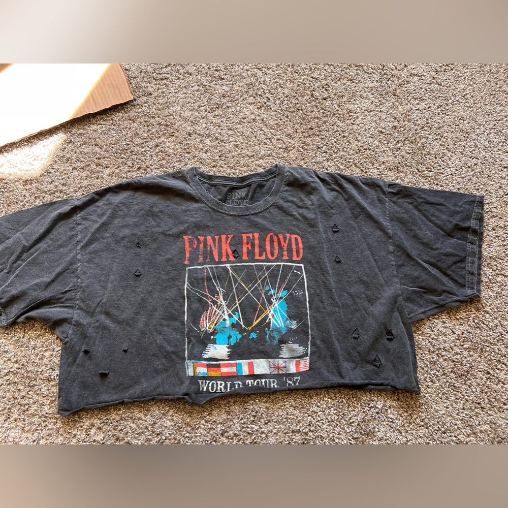Urban Outfitters Black Pink Floyd Graphic Crop Top